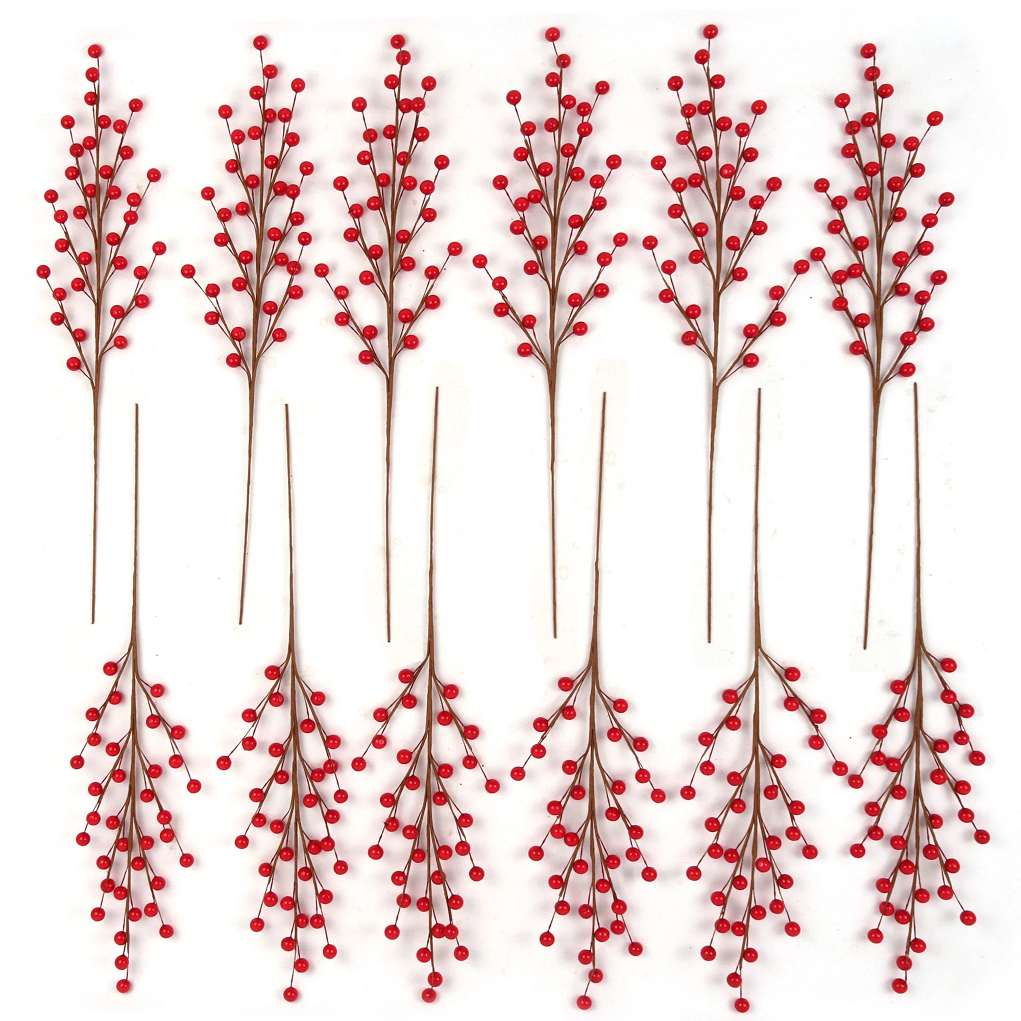 17-Inch Red Berry Spray, Pack of 24 - Holiday Floral Picks with 35 Berries Each | Wayfair North America