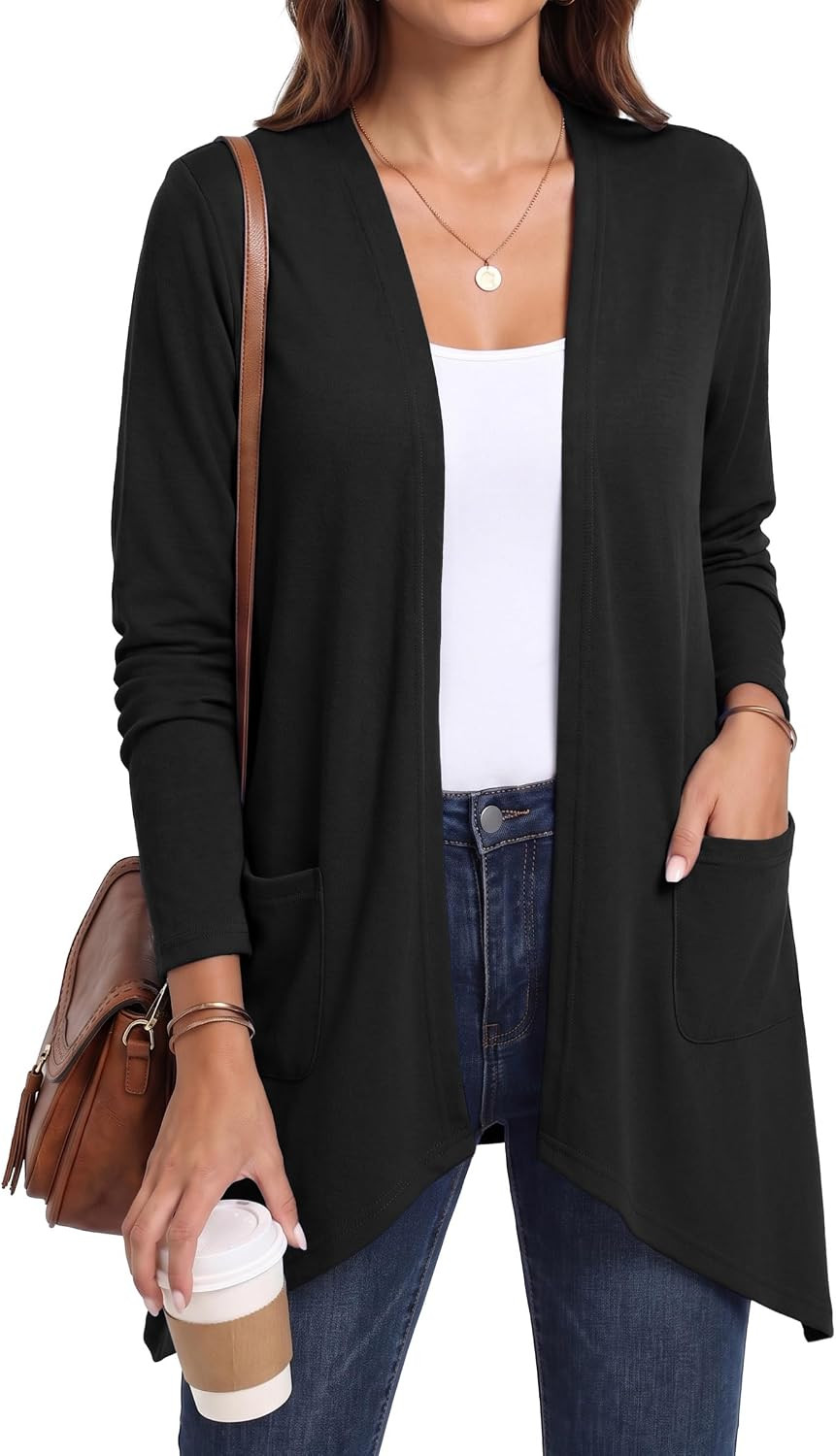 PrinStory Lightweight Womens Cardigan Long Sleeve Open Front with Pockets | Amazon (US)