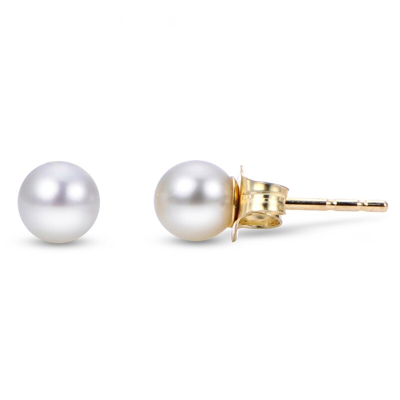 Akoya Cultured Pearl Stud Earrings 14K Yellow Gold 5.5-6mm | Jared Jewelers