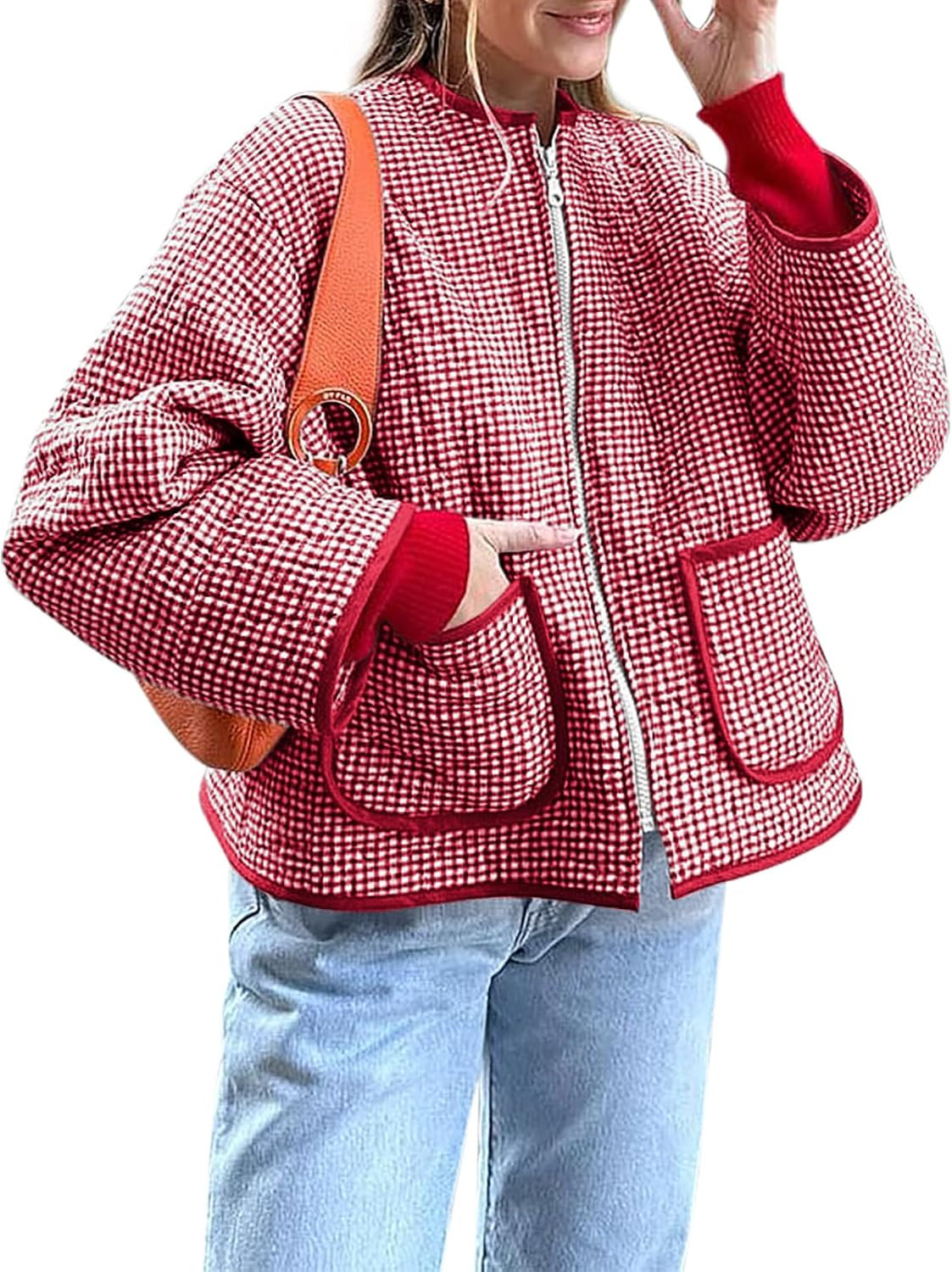 Women's Quilted Lightweight Jackets 2026 Trendy Winter Coats Plaid Cropped Jacket | Amazon (US)