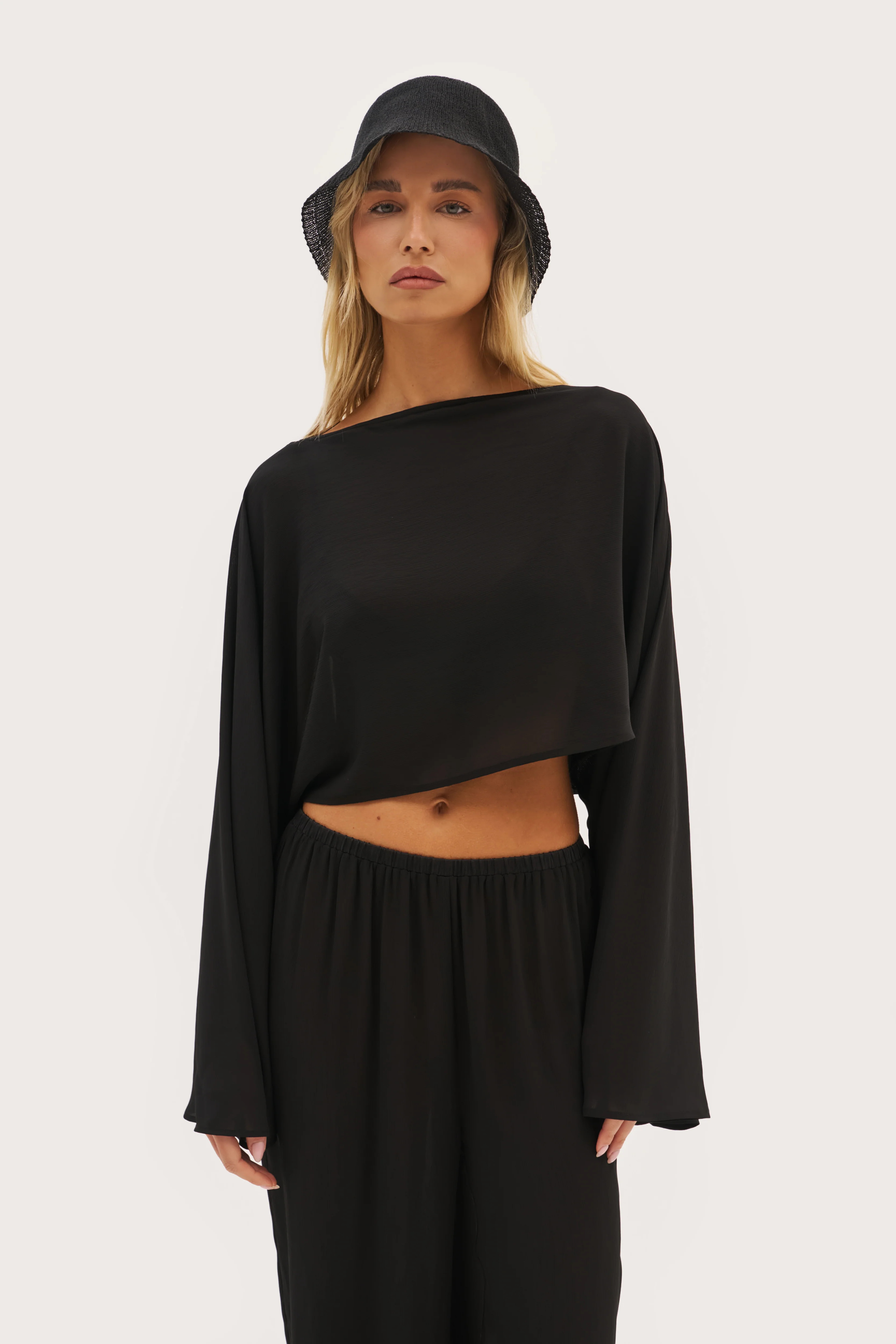 Maebe Palm Long Sleeve Top - Black | Maebe UK