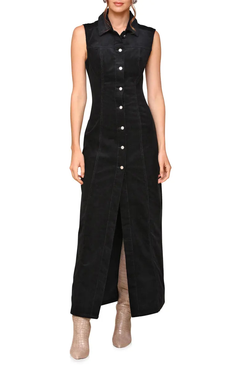 Avec Les Filles Sleeveless Corduroy Shirtdress | Nordstrom | Nordstrom