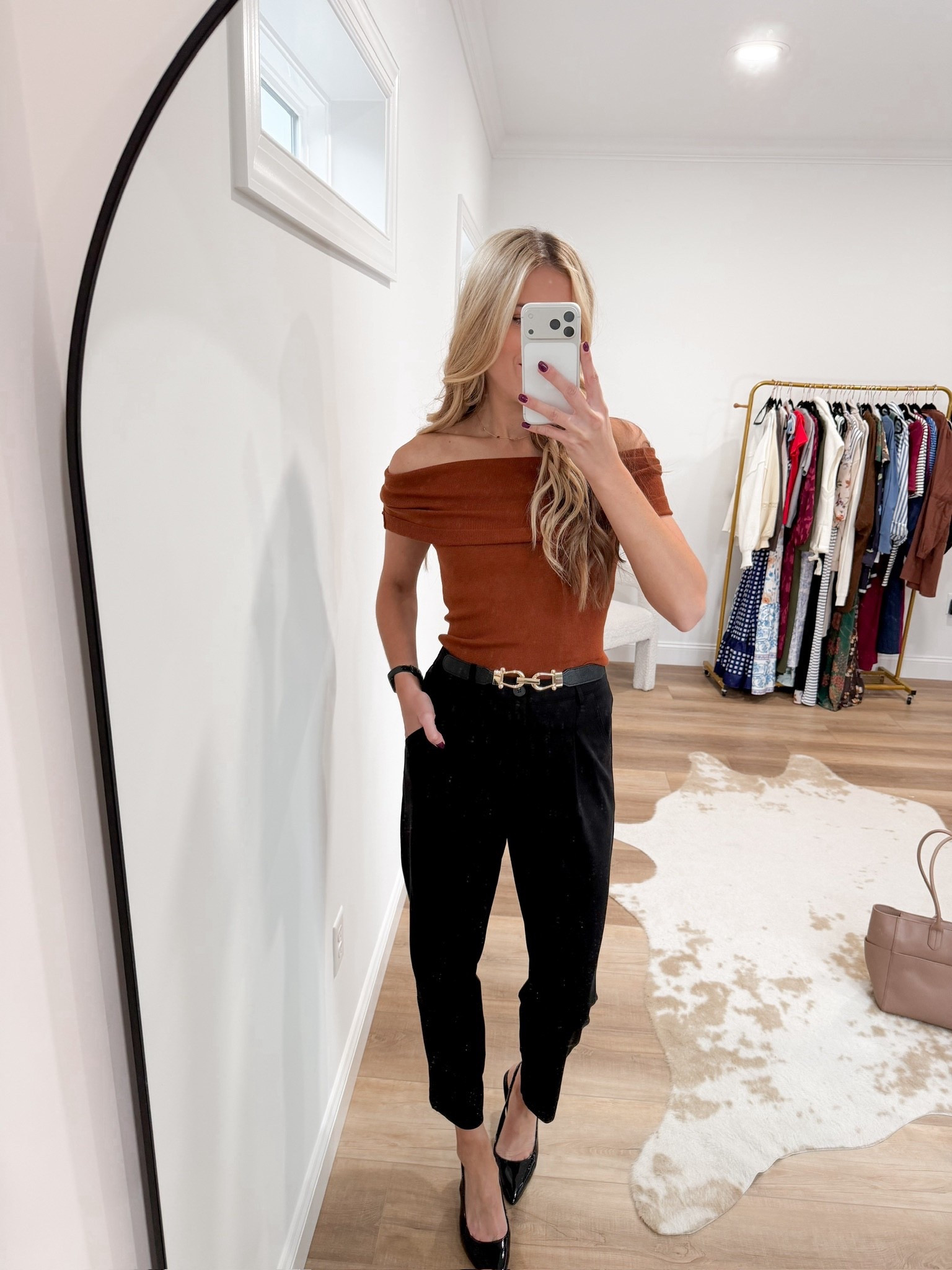 Chic + timeless Amazon find 🤎 Loving this off-the-shoulder top paired with tailored black pants and classic heels. The perfect outfit for work, dinner, or a night out — polished but still so effortless.

#LTKSeasonal #LTKTall #LTKStyleTip