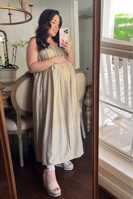 Such a beautiful summer vacation dress! Love the added detail with these sandals that adds a little fun to the dress. Dress and shoes also come in black for a beautiful night look. Non maternity but I did not need to size up. Has plenty of room and pockets!

#LTKbump #LTKtravel #LTKstyletip