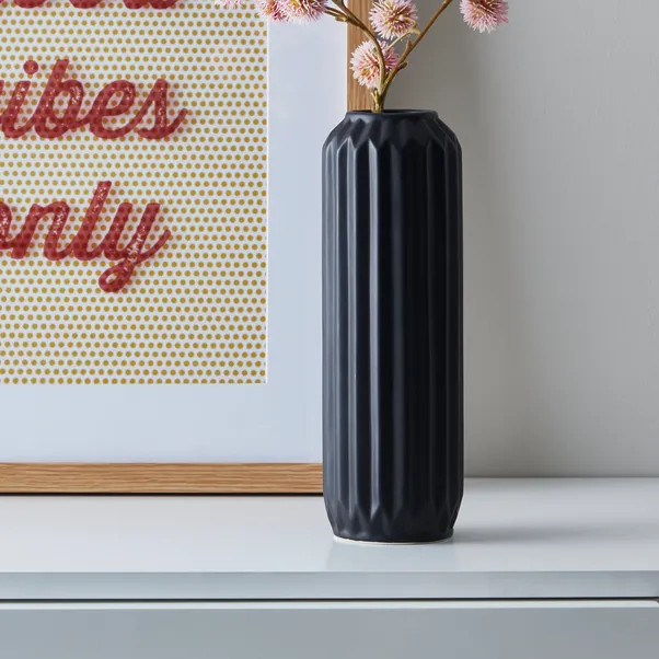 Fluted Vase 25cm Black | Dunelm (migrated)