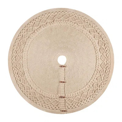 Knitted Christmas Tree Skirt: 48 Inches Beige Tree Skirt, Diamond Cable Knit Combo Edge Thick Rustic Christmas Tree Decorations, Christmas Decor Xmas | Wayfair Professional
