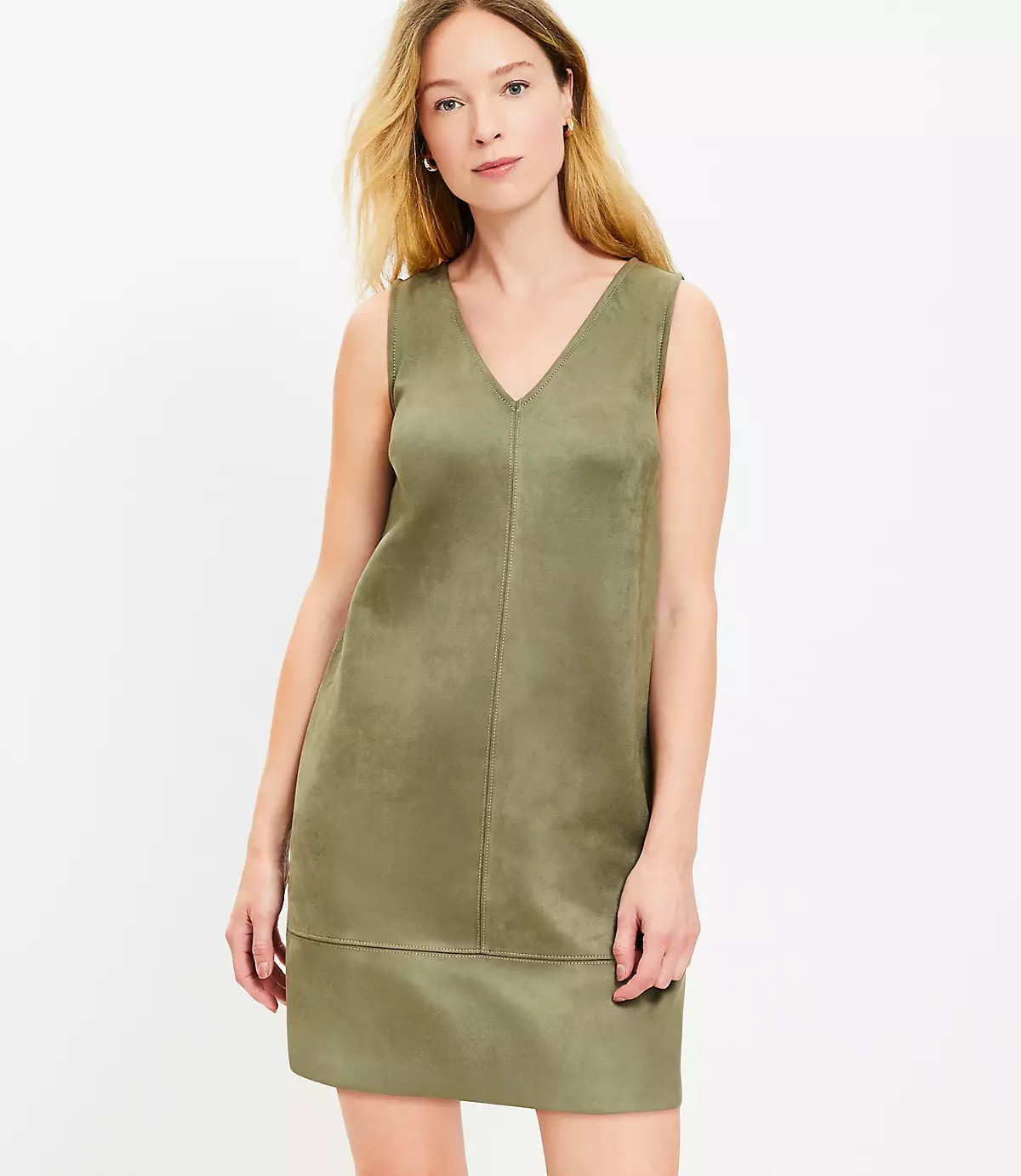 Faux Suede Mini Shift Dress | LOFT