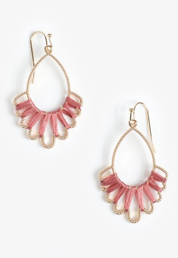 Pink Wrapped Fanned Teardrop Earrings | Maurices