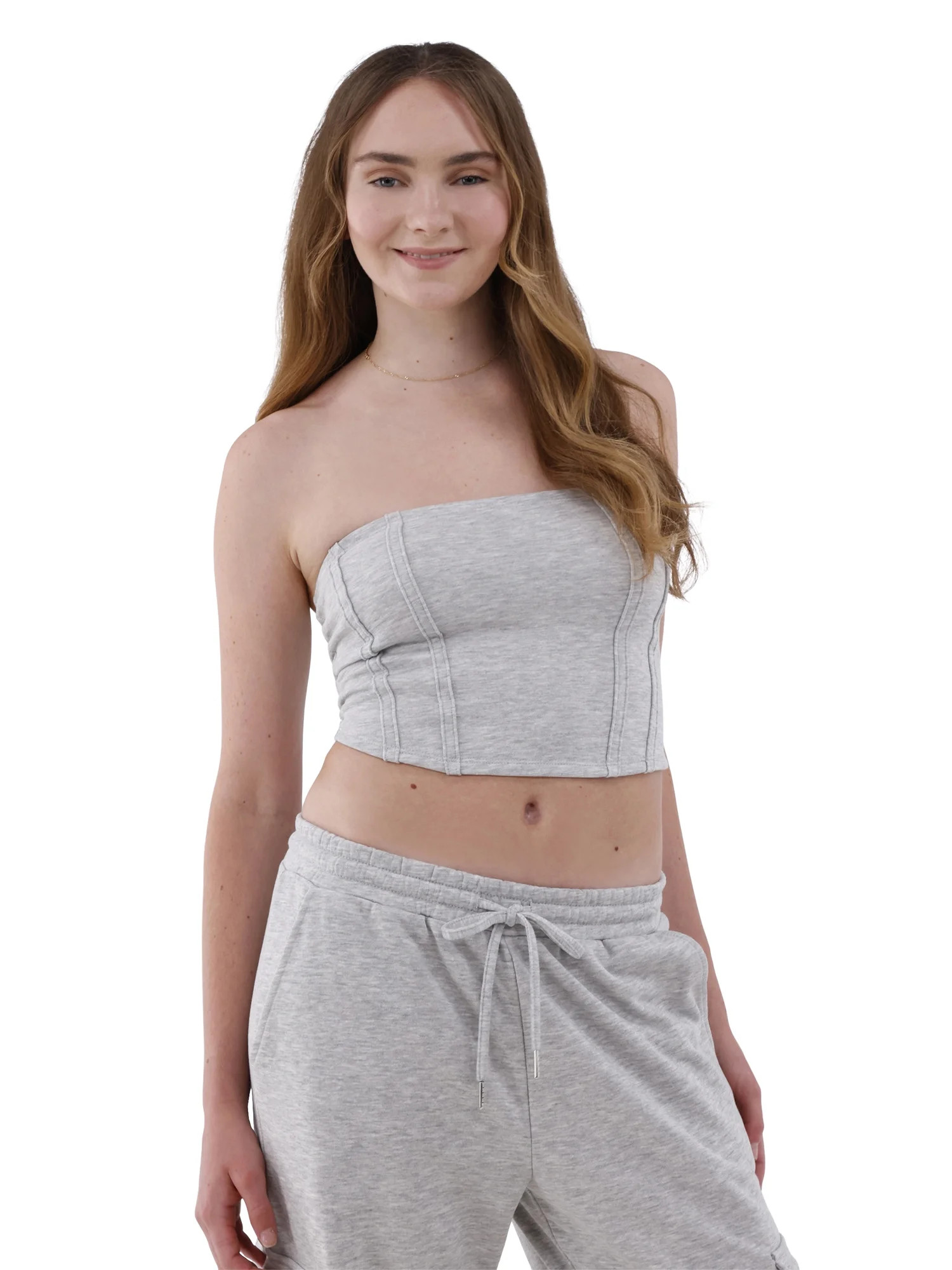 No Boundaries Tube Top and Sweatpants Set, 2 Piece, Women’s and Women's Plus | Walmart (US)