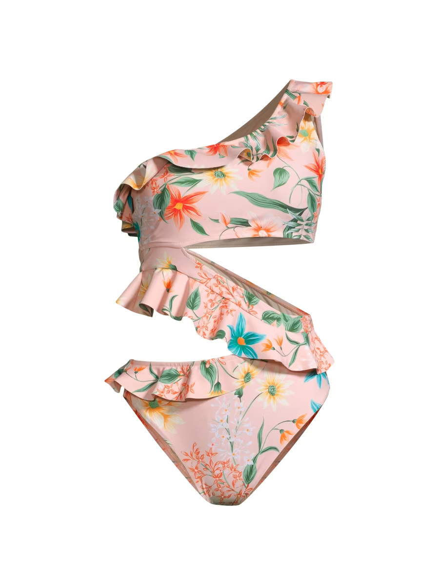 Ruffle Cut-Out One-Piece Swimsuit | Saks Fifth Avenue