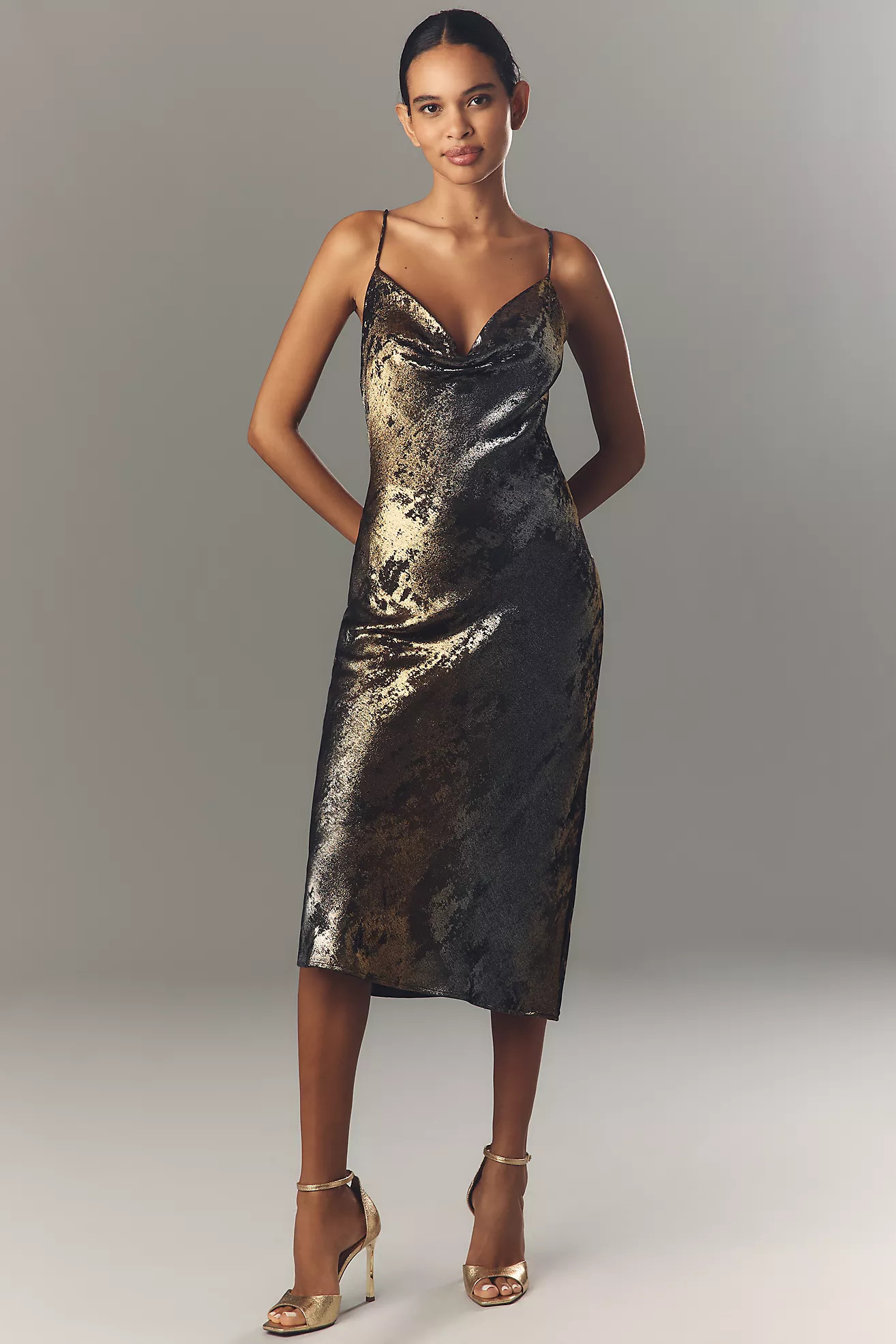 Maeve Sleeveless Cowl-Neck Slip Midi Dress | Anthropologie (US)