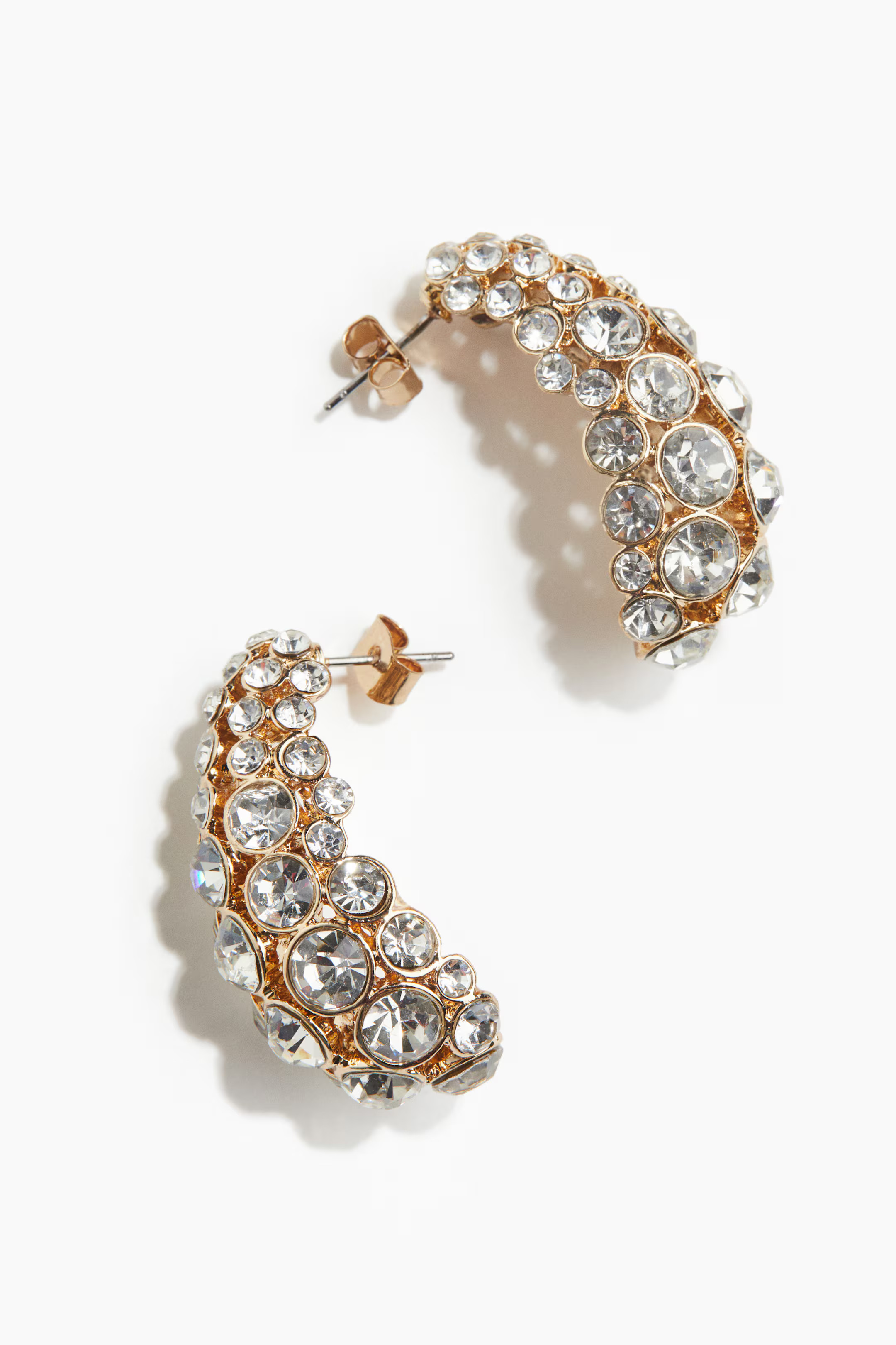 Rhinestone-Embellished Dome Earrings | H&M (US + CA)