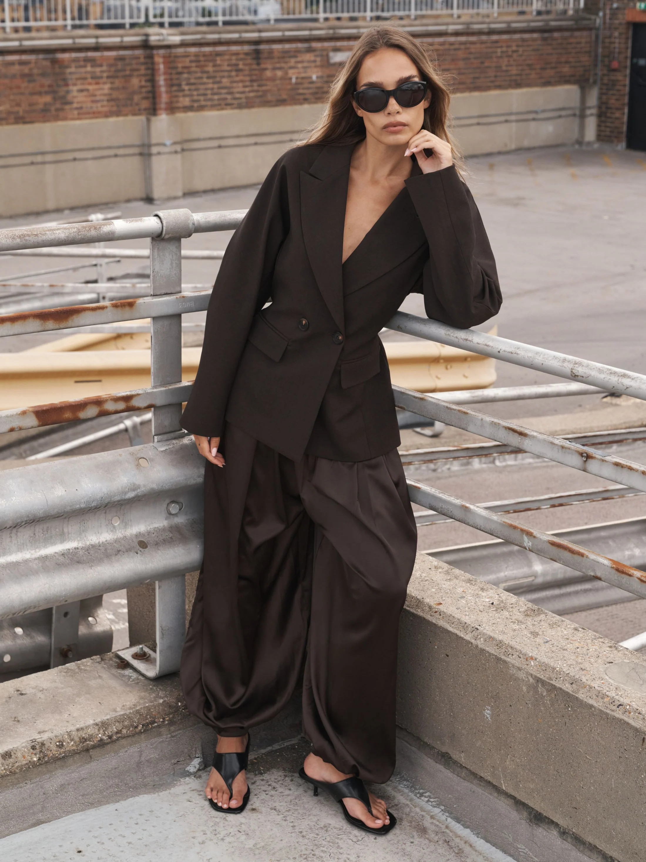 CINCHED WAIST BLAZER - CHOCOLATE | The Couture Club