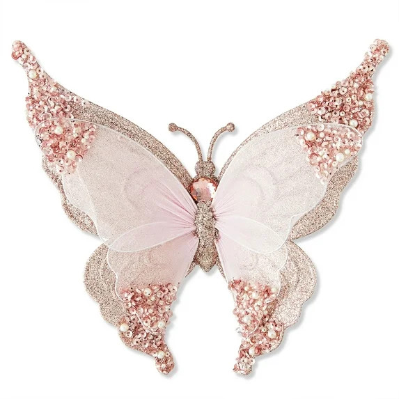 Glitter Butterfly Decorative Christmas Clip, Pink, 8.1", by Holiday Time | Walmart (US)