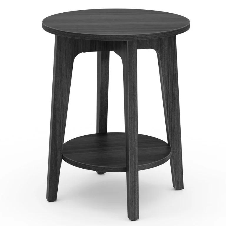 VASAGLE Round Side Table with Lower Shelf End Table for Small Spaces Nightstand Black | Walmart (US)