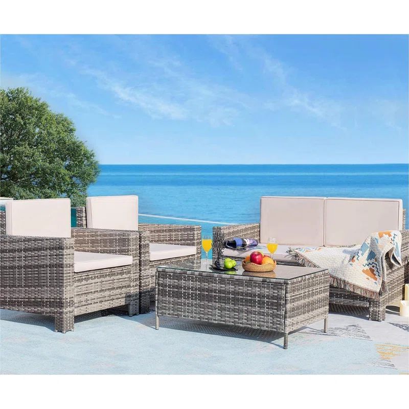 Finnmark 4 - Person Outdoor Seating Group with Cushions | Wayfair North America