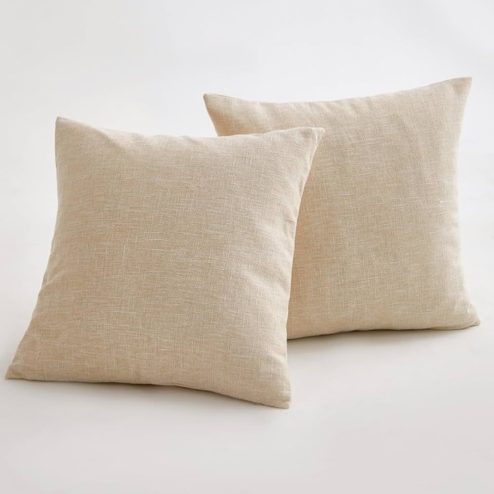 Linen Decorative Throw Pillow Covers,Classical Square Solid Color Pillow Cases,18x18 Inches Cushi... | Amazon (US)