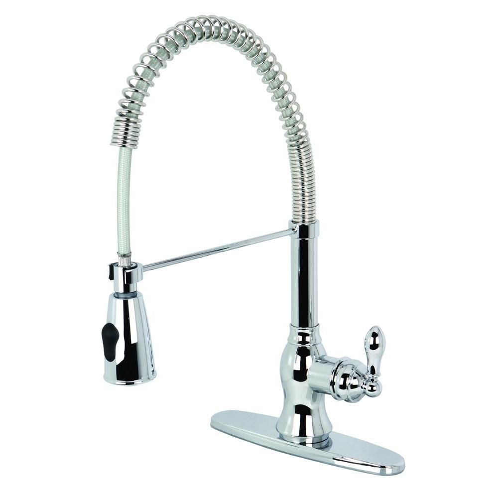 Kingston Brass Single-Handle Pull-Down Sprayer Kitchen Faucet in Chrome, Polished Chrome | Home Depot