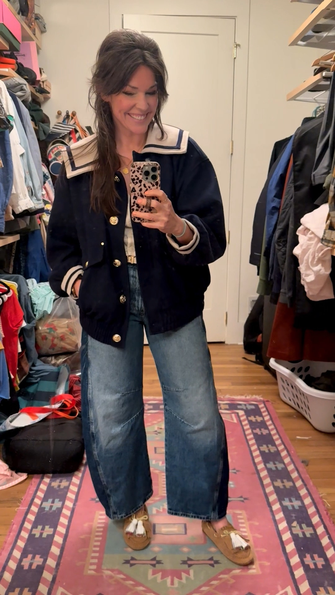 I am totally in love with this sailor jacket - it’s so cozy and soft and I adore the details. I’m wearing a size medium and it’s perfectly oversized and slouchy. It will be so good with shorts or skirts and is great for transitional weather or chilly evenings.✨✨✨

#LTKdayinmylife #LTKSeasonal #LTKOver40