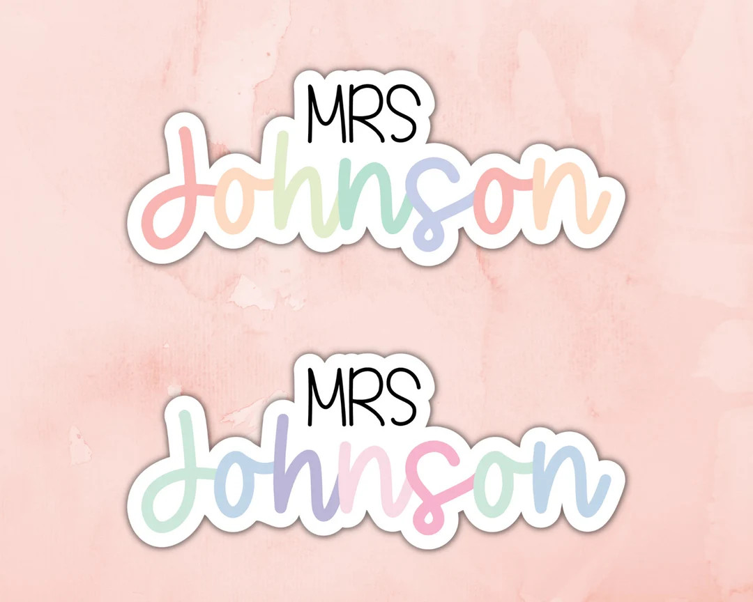 Personalized Teacher Name Sticker, Planner Stickers, Laptop Stickers - Hand lettered Name Sticker | Etsy (US)
