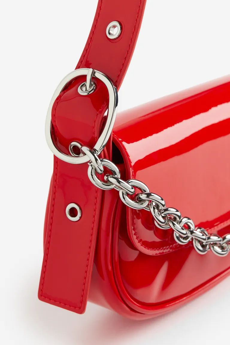 Chain-detail Coated Shoulder Bag - Red - Ladies | H&M US | H&M (US + CA)