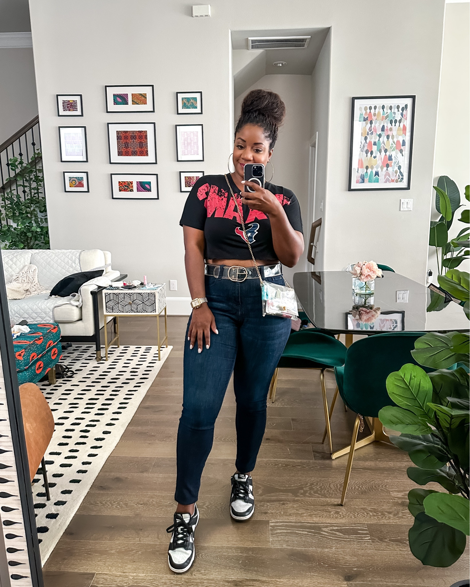 Texans game day! ❤️ I sized up in this cropped tee (XL), and it comes in other teams too! The jeans are TTS (wearing a 12), and this clear bag is stylish and stadium approved. #FoundItOnAmazon

#LTKmidsize #LTKfindsunder50 #LTKitbag