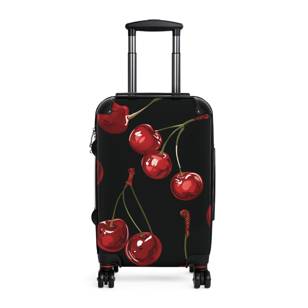 Red Cherries Pattern Suitcase | Black Cherry Luggage Cover | Etsy (Global)