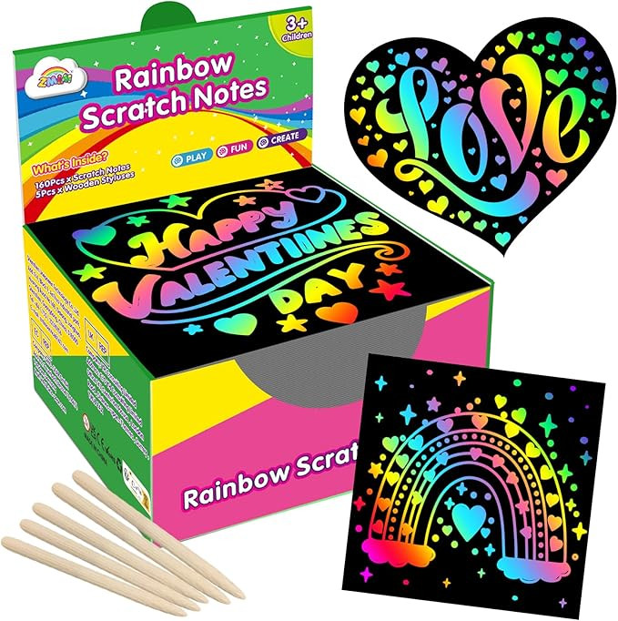ZMLM 165 Rainbow Scratch Paper Art Crafts Mini Notes Stocking Stuffers for Kids Gifts 4 5 6 7 8 9... | Amazon (US)