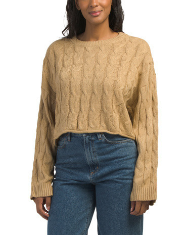 Cable Knit Cropped Sweater for Women | Acrylic | Marshalls