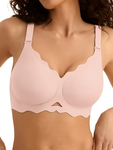 Cuteio Jelly Bras for Women with Support - S-3XL Wireless Seamless T-Shirt Bra No Underwire Full Coverage Comfort Bralette Pink | Amazon (US)