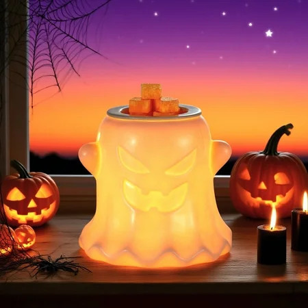 Sziqiqi Ceramic Ghost Wax Warmer: Halloween Electric Wax Melter with 2 Bulbs Spooky Home Decor Gift for Women Scented Wax Burner for Bedroom Office | Walmart (US)