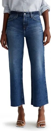 Saige Stretch Raw Hem Crop Wide Leg Jeans | Nordstrom