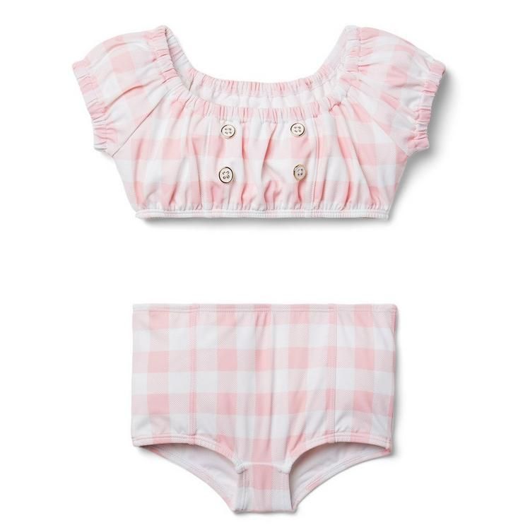 Gingham Puff Sleeve 2-Piece Swimsuit | Janie and Jack
