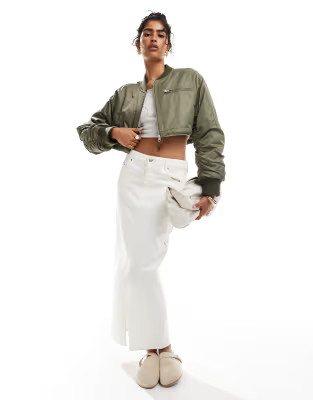 ASOS DESIGN super cropped bomber jacket in olive | ASOS (Global)