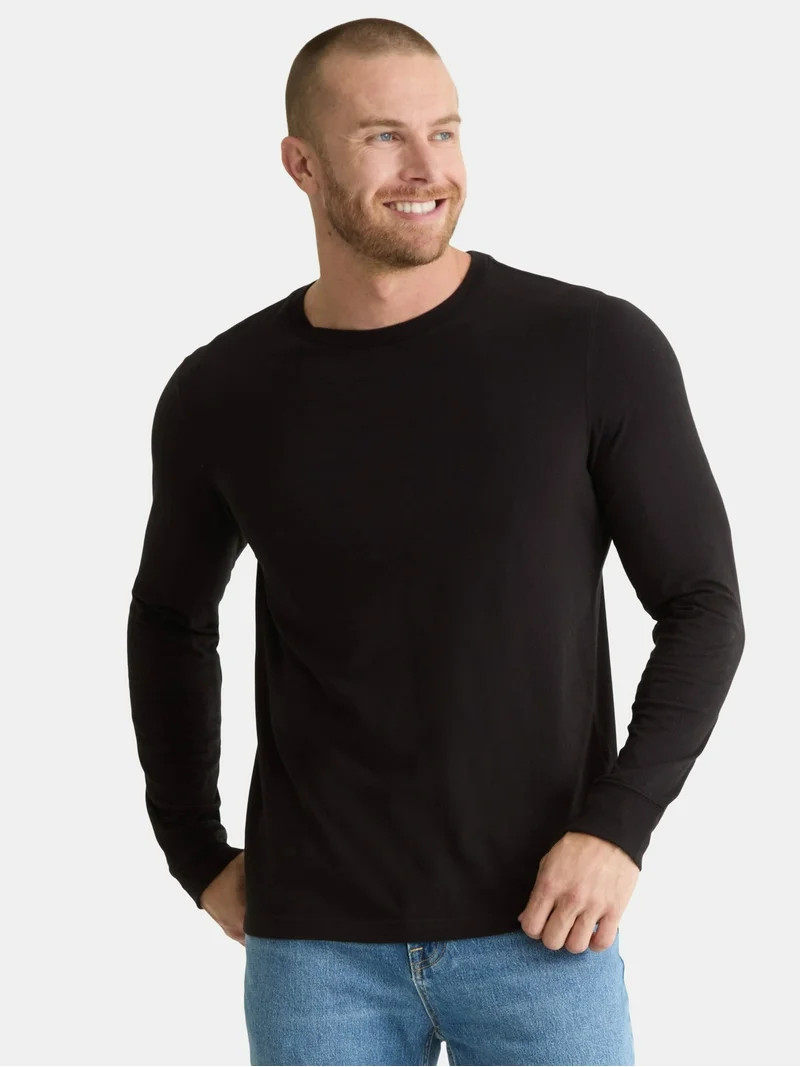 George Men's & Big Men's Cotton Crewneck T-Shirt with Long Sleeves, Size XS-3XL | Walmart (US)
