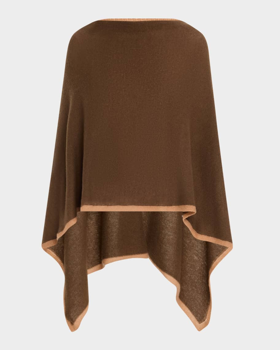 Portolano Cashmere Poncho W/ Contrast Trim | Neiman Marcus