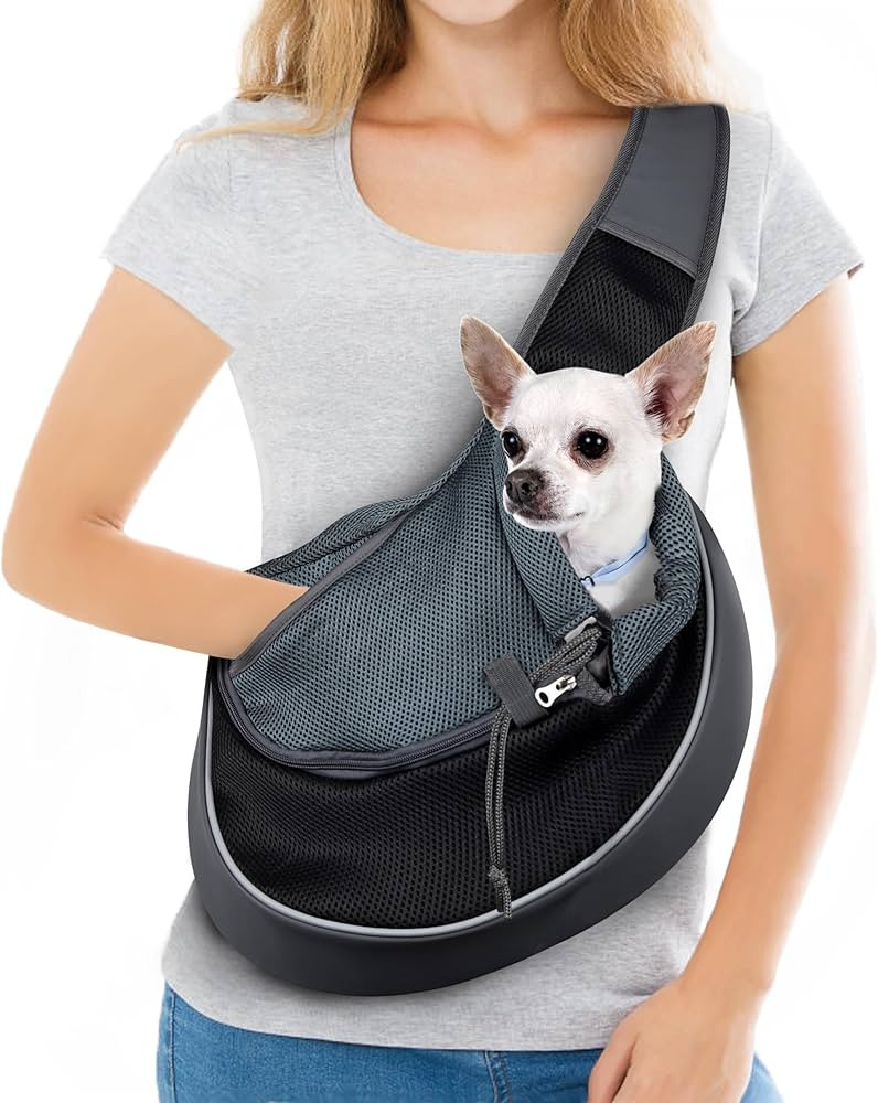 WOYYHO Pet Dog Sling Carrier Adjustable Strap, Zipper Opening Can Soothe Pets, Free Hands Puppy S... | Amazon (US)