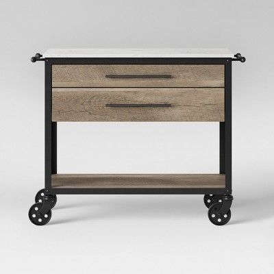 Derry Stone Top Mixed Material Kitchen Island Brown - Threshold™ | Target