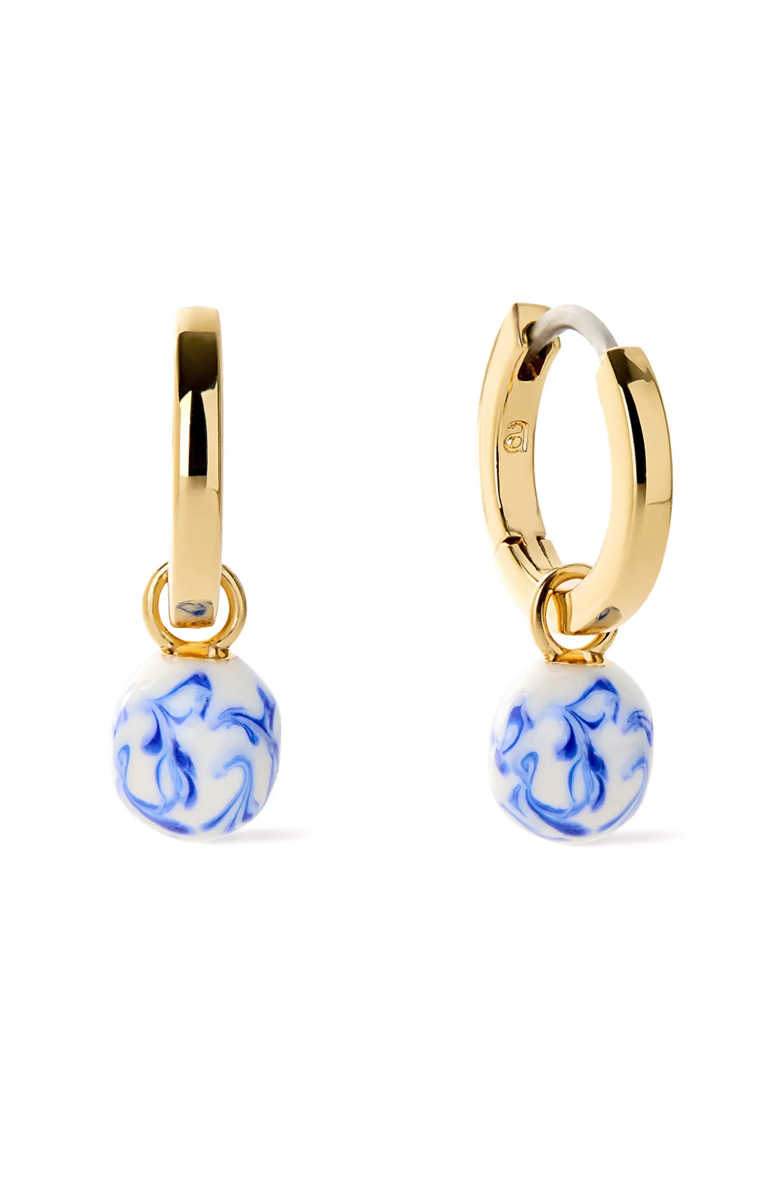 Gold Drop Earrings - Lainey Marble Blue | Nordstrom