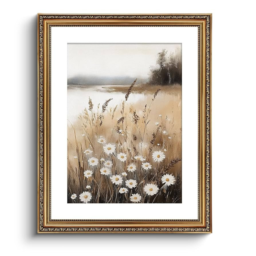 ARPEOTCY Vintage Gold Framed Large Wall Art, Wildflower Field Paintings, Floral Canvas Prints Art... | Amazon (US)