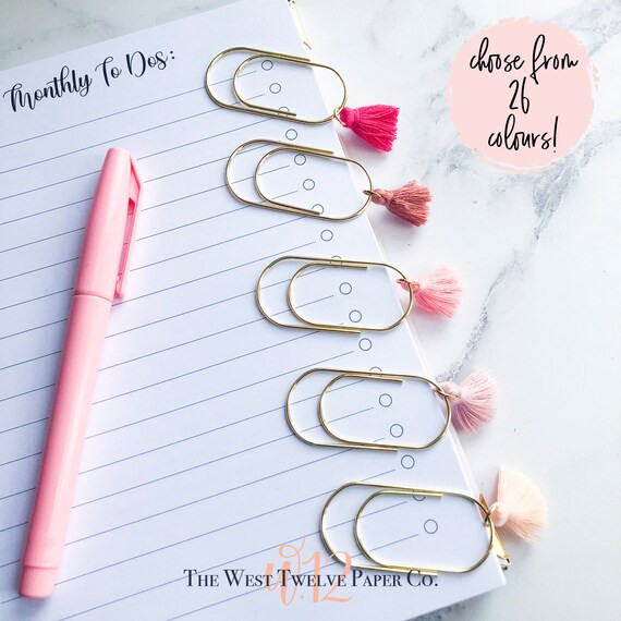 Planner Bookmarks Tassel Paperclips Cute Planner | Etsy | Etsy (US)