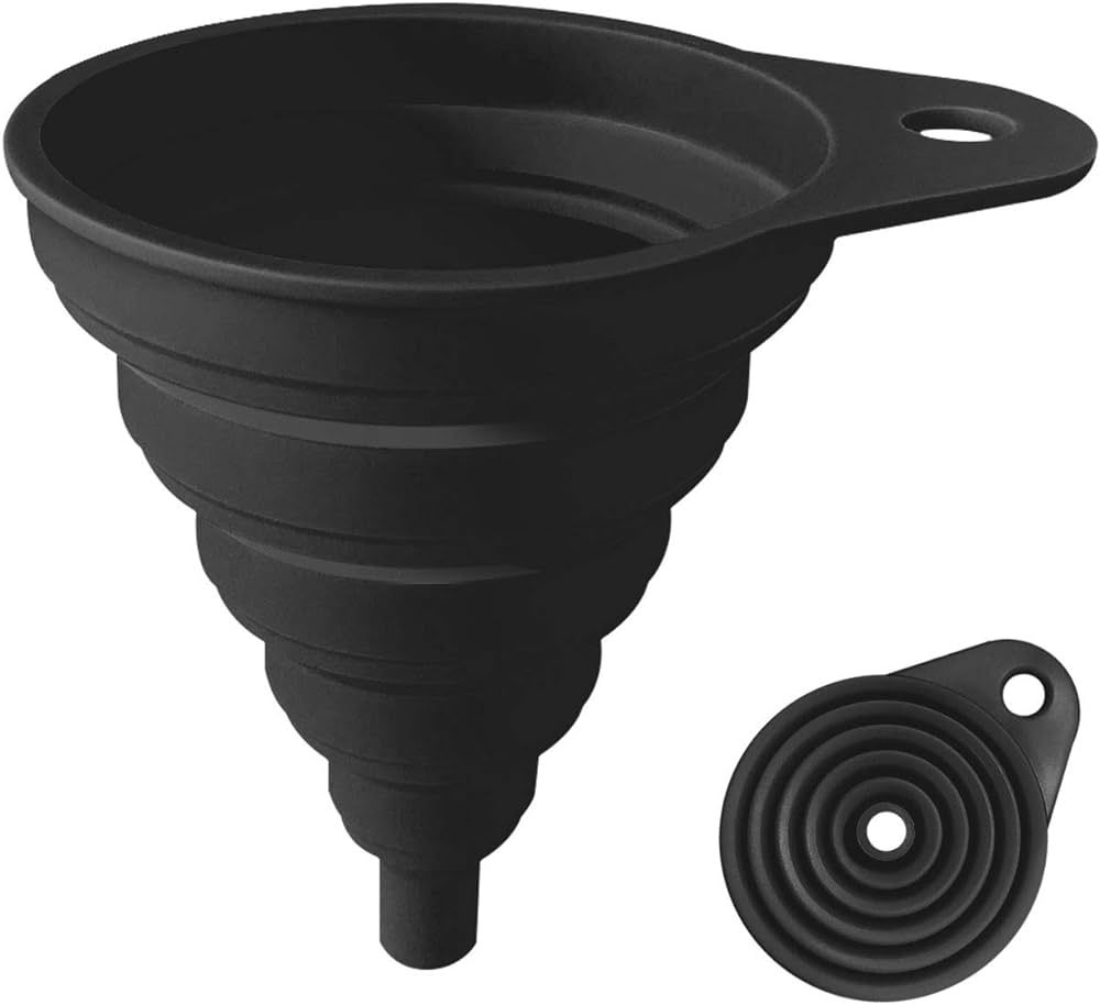 Funnels for Kitchen Use, Food Grade Silicone Collapsible Kitchen Funnel (Black) | Amazon (US)