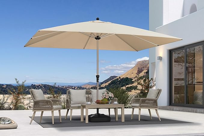 PURPLE LEAF 9' x 11' Rectangle Paito Outdoor Umbrella for Patio, Aluminum Table Umbrella for 3 Ye... | Amazon (US)