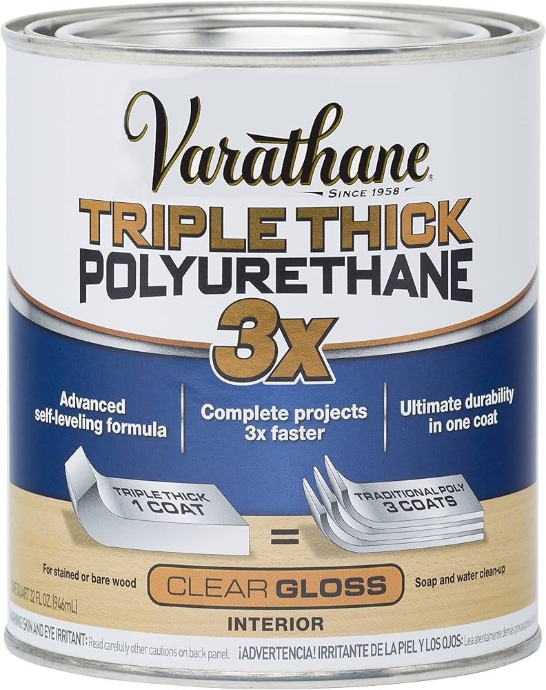 Rust-Oleum 284470 Varathane Triple Thick Polyurethane, Gloss,Quart | Amazon (US)