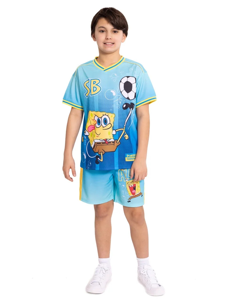 SpongeBob SquarePants Boys' Graphic Soccer Jersey and Shorts Set, 2-Piece, Sizes 4-16 | Walmart (US)