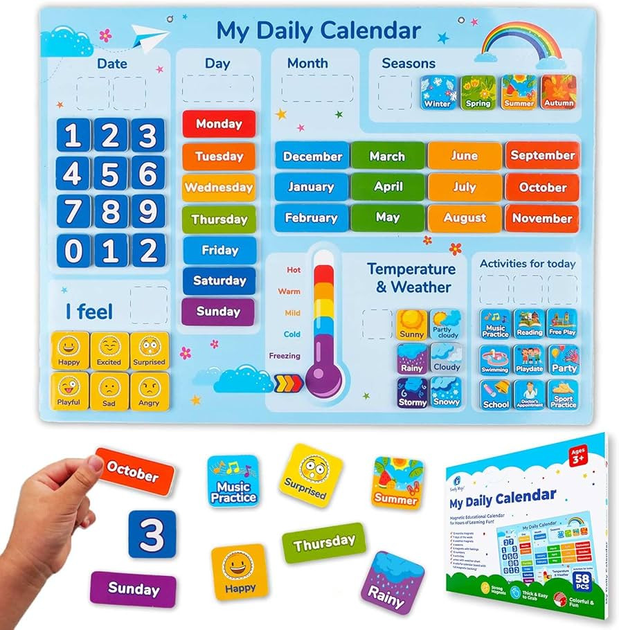 Simply magic 58 PCS Kids Calendar - My First Daily Magnetic Calendar for Kids, All About Today Bo... | Amazon (US)