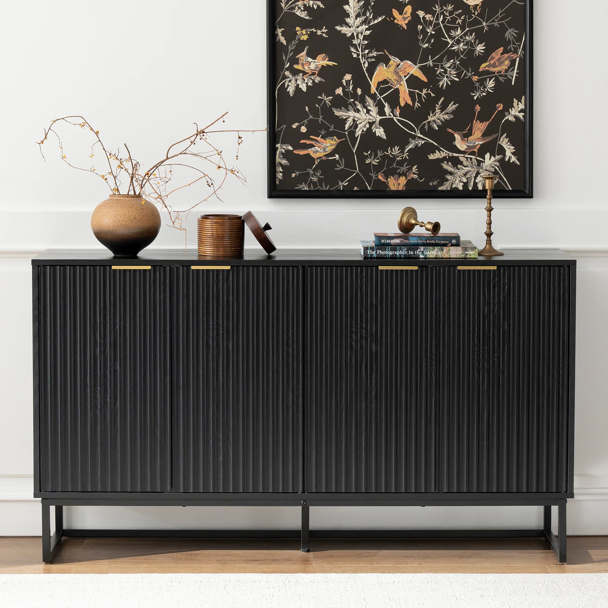 Elegant Fluted Cabinet Set For Living And Dining Rooms With Adjustable Shelves. | Wayfair North America