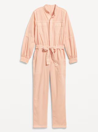 Collarless Tie-Belt Utility Jumpsuit for Women | Old Navy (US)