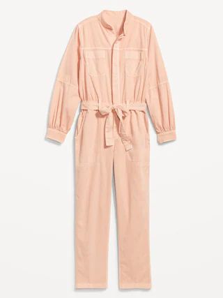 Collarless Tie-Belt Utility Jumpsuit for Women | Old Navy (US)
