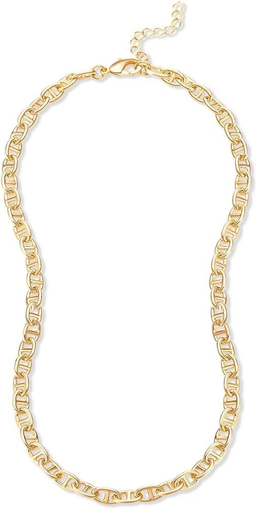 Reoxvo 18K Gold Chain Necklaces for Women Paperclip/Snake/Link/Mariner Chain Necklace and Bracelet S | Amazon (US)